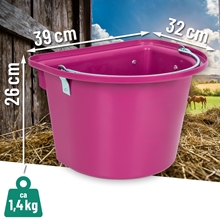 Transportkrippe, Futtertrog zum Einhängen, Turnier-Futterkrippe mit Tragegriff, pink