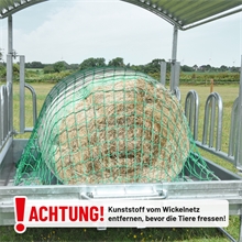 VOSS.farming Heuraufe Spar-Set, 2x2m mit Dach und Palisadenfressgitter + Futtersparnetz + Rahmen