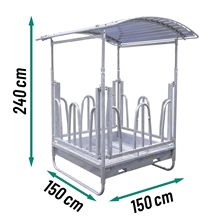 VOSS.farming Viereckraufe „BASIC“ Spar-Set, Palisaden-Fressgitter + Rahmen + Netz, Maße 150 cm × 150 cm, Höhe 240 cm.