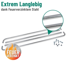 Drei verzinkte Stahlstangen mit einem Schrauben- und Mutternsatz für das VOSS.farming Viereckraufe „BASIC“ Spar-Set, Palisadenfressgitter + Rahmen + Netz.