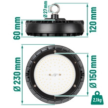 LED-Hallenstrahler 100 Watt - Strahler für Hof, Heuboden, Reithallen und Ställe, dimmbar