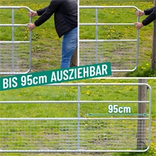 VOSS.farming Weidetor verstellbar 300 - 400 cm, mit Gitter, 110 cm hoch, verzinkt