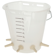 Lammeimer mit 5 Saugern, 8 Liter, mit Halteblech, Saugern & Ventilen, weiß transparent
