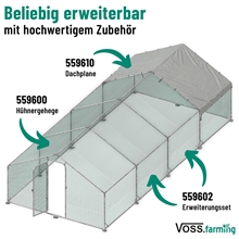 VOSS.farming Hühner Freilaufgehege 170x300x195cm, Hühnerstall, Voliere