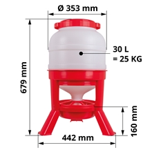 Siphon Futterautomat für Geflügel - robuster Geflügelfutterautomat, 25kg