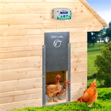 SET VOSS.farming "ChickenFriend“ automatische Hühnerklappe + Tür 300x400mm + Solar Akku Set