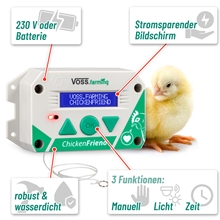 SET VOSS.farming "ChickenFriend“ automatische Hühnerklappe + Tür 430x400mm + Solar Akku Set