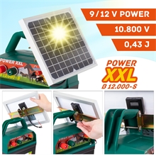 "POWER XXL B 12.000-S" Weidezaungerät mit Solarmodul (9V, 12V)