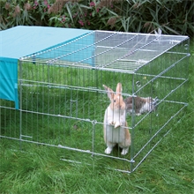 Welpenauslauf 144 x 112 x 60cm, Freilaufgehege für Kaninchen, Hühner mit Sonnenschutz