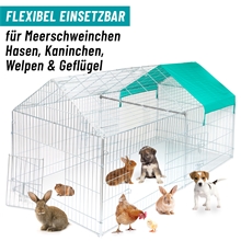 Welpenauslauf, Freilaufgehege XL für Kaninchen, Nager, Hühner 221x103x102cm