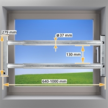 Fenstersicherung, 2 Fach, verzinkt, 640-1000mm