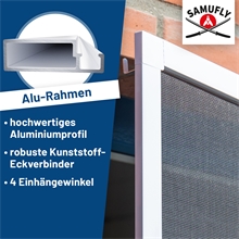 SAMUFLY Fliegengitter mit Alurahmen, Insektenschutzgitter für Fenster, 120x140cm, weiß