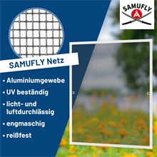 B-Ware: SAMUFLY Fliegengitter mit Alurahmen, Insektenschutzgitter für Fenster, 120x140cm, weiß