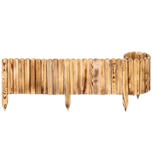 Beeteinfassung Holz 200 x 30cm, Rollborder, Rollzaun, Steckzaun, geflammt