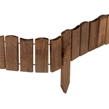 Beeteinfassung Holz 110 x 15cm, Rollborder, Steckzaun, Beetumrandung, braun
