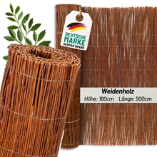 VOSS.garden Weidenmatte 5m x 160cm, Weidenzaun, Sichtschutzmatte