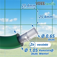 10m VOSS.farming Volierendraht, Drahtgitter, Höhe 100cm - 25,4x25,4x1,05mm, grün