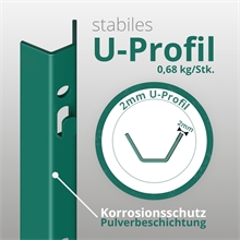 8x VOSS.farming U-Profil Metall-Pfähle 107cm, Zaunpfosten für Drahtgeflechte bis 76cm