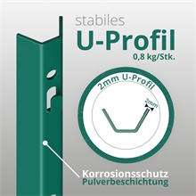 8x VOSS.farming U-Profil Metall-Pfähle 137cm, Zaunpfosten für Drahtgeflechte bis 106cm