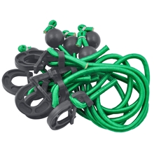 Plangurte 6 Stück mit Karabiner und Spannfunktion, grün/schwarz, 50 - 75cm dehnbar