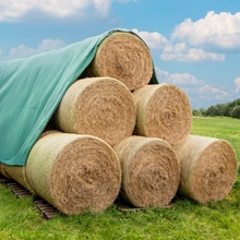 VOSS.farming Heuvlies 12,2 x 25m, Strohvlies, Strohballenschutz, Rundballen-Vlies 140g/m²