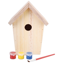 Nistkasten zum Selbstbemalen, Holz-Vogelhaus Set mit Farben und Pinsel, DIY