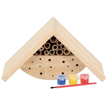 Insektenhotel DIY zum Selbstbemalen, Kreativset für Kinder, mit Farben und Pinsel, Holz-Insektenhaus