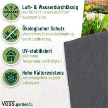 VOSS.garden 55m² Premium Unkrautvlies 160g/m², 50m x 1,1m, Gartenvlies, extrem reißfest