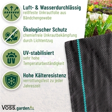 VOSS.garden Bodenfolie 31,5m² - 110g/m² - 15m x 2,1m, Gewebe gegen Unkraut