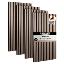 2x Finara Akustikpaneele Walnuss, 119x59,5x2,1cm, Wandpaneele, Schallabsorber, Wandverkleidung