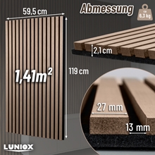 2x Finara Akustikpaneele Walnuss, 119x59,5x2,1cm, Wandpaneele, Schallabsorber, Wandverkleidung