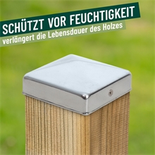 10x VOSS.garden Pfostenkappe 70 x 70mm, Edelstahl Schutzkappe für Holzpfähle, inkl. Schrauben