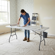 VOSS.garden Klapptisch tragbar 180x74x74cm Weiß - robuster Kunststoff Tisch mit Stahlgestell