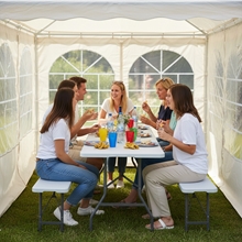 VOSS.garden Klapptisch tragbar 180x74x74cm Weiß - robuster Kunststoff Tisch mit Stahlgestell