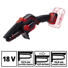 Einhell GE-PS 18/15 Li BL-Solo Akku-Astkettensäge, bürstenloser Motor, 18 V, Mini-Kettensäge