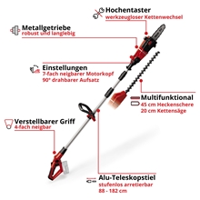 Einhell Akku-Multifunktionswerkzeug GE-HC 18 Li T-Solo, Heckenschere, Hochentaster, 18 V