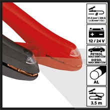 Einhell Starthilfekabel BT-BO 25/1 A LED SP, 31,4 mm² Aluminium, 4 vollisolierte Polzangen mit LED