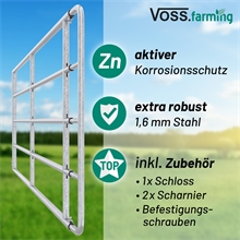 VOSS.farming Weidetor Weidezauntor, verzinkt, verstellbar 405 - 500 cm, 110 cm hoch