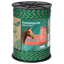 AKO Weidezaunseil "EconomyLine" 200m aus Recycling-Kunststoff, Ø6mm, 6x0,2mm Niro, grün-grau