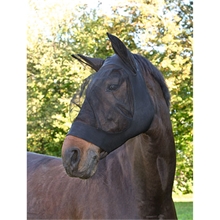 Fliegenmaske "FinoStretch" für Pferde und Ponys mit Ohrenschutz - schwarz, Warmblut (Gr.3)