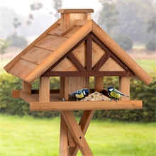 B-Ware: VOSS.garden "Levar" - hochwertiges Vogelhaus mit Kreuzstandfuß, natur