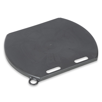 Der VOSS.farming Deckel für Tränkeeimer ist ein passgenauer Deckel mit praktischen Aussparungen für Eimerhalter, konzipiert für eine einfache Handhabung und einen sicheren Stand. Passend für die VOSS.farming Tränkeeimer 9l. Hier Ansicht von oben.