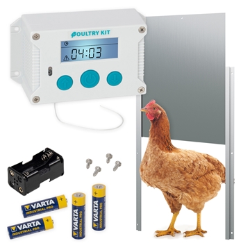 SET VOSS.farming Poultry Kit - automatische Hühnertür, Hühnerklappe 220 x 330mm