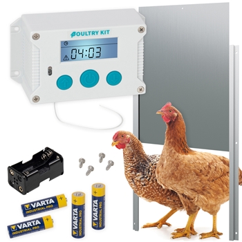 SET VOSS.farming Poultry Kit - automatische Hühnertür, Hühnerklappe 300 x 400mm