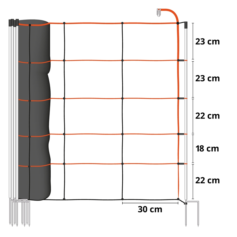 Elektrozaun Schafnetz Ovinet 108 cm  50 m Doppelspitze Netz