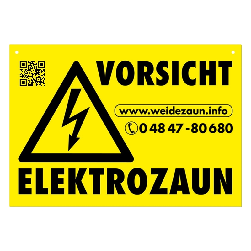Warnschild Vorsicht Elektrozaun Weidezaun 200x120mm aus robustem Kunststoff 