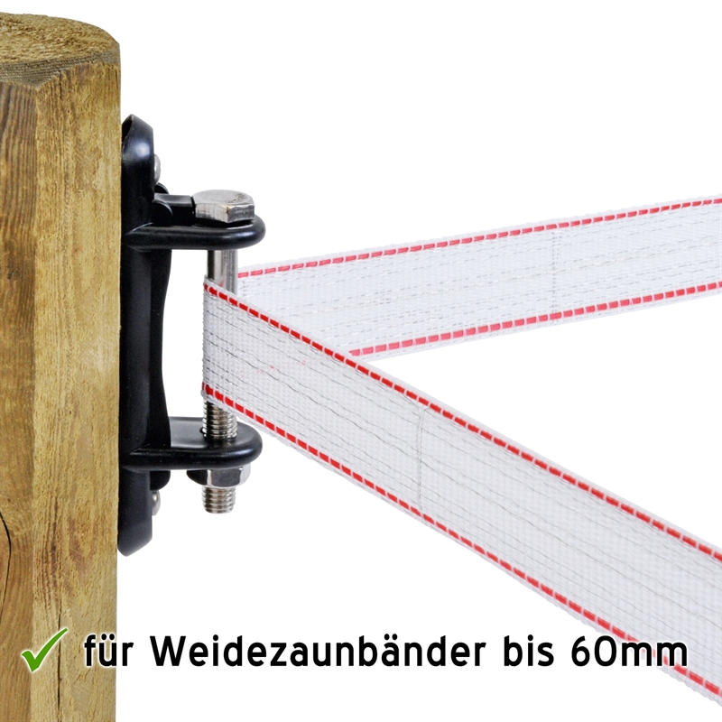 5 Stück Weidezaun ISOLATOR für Bänder bis 40 mm ECKISOLATOR CORNER I-40 mit Edelstahl-Schraube 