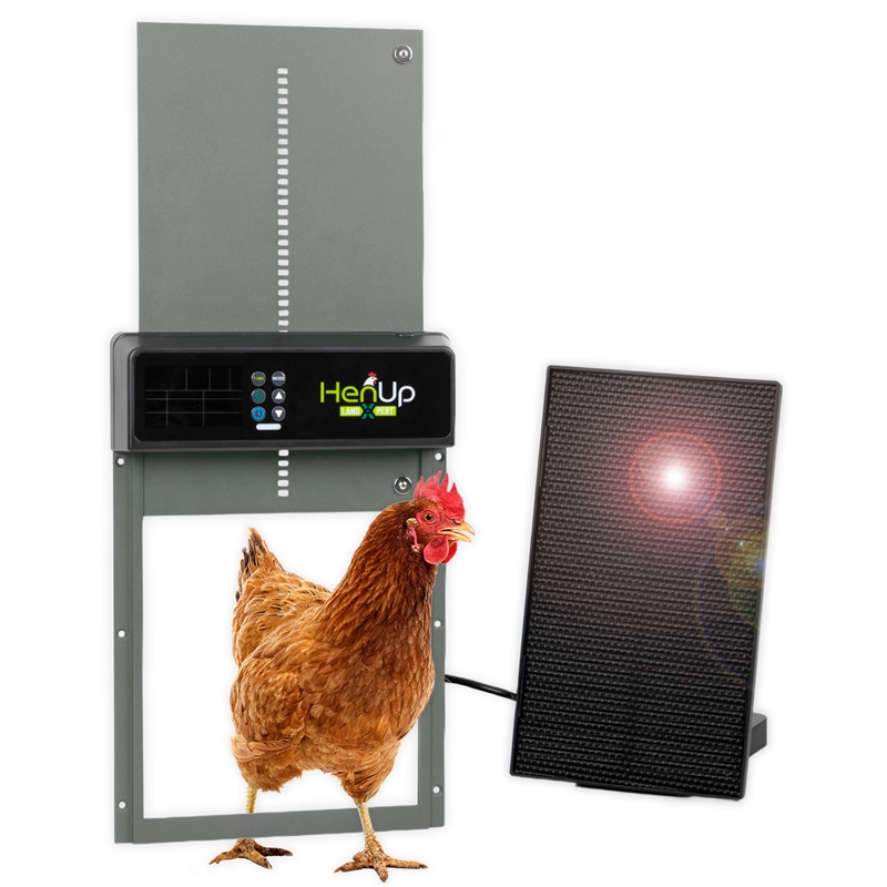 LandXpert automatische Hühnertür HenUp 35,5x24x4cm, Solar, grau