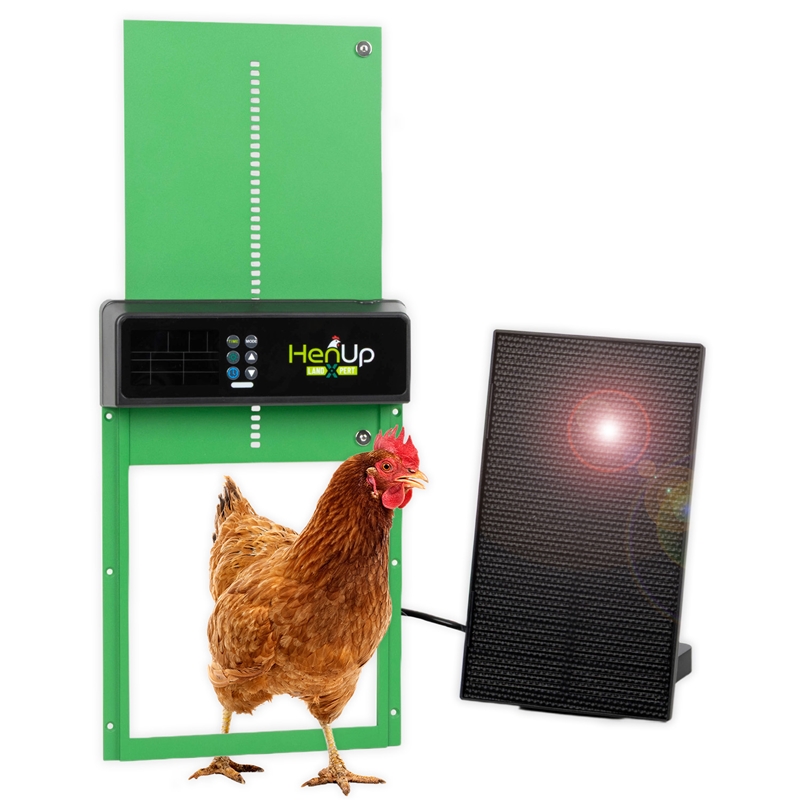LandXpert automatische Hühnertür HenUp 35,5x24x4cm, Solar, grün