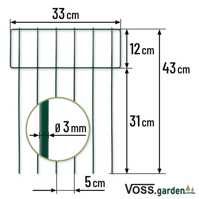 10x VOSS.garden Unterkletterschutz 33x43cm grün, Gartenzaun, Tier-Absperrzaun, Hundezaun
